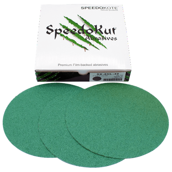 Automotive Sandpaper 40 grit, Premium Film Backed Abrasive, 6 inch Hook & Loop Discs, 25 pack