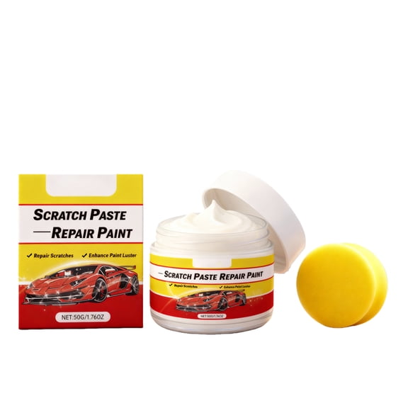 Automotive Scratch Paste Repair Paint for Surface Restoration and Paint Luster Enhancement 50g Professional Car Care Paste for Minor Surface Imperfections with Applicator Sponge