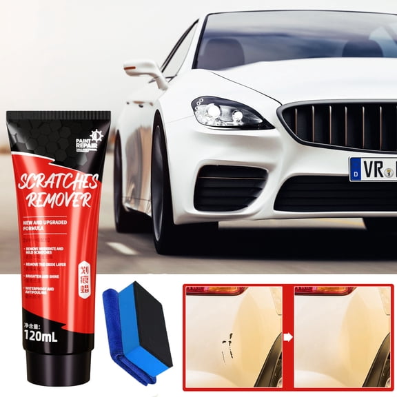 Automotive Scratch Removal Polishing Wax Kit,Multi Surface Car Paint Repair Solution,Deep Scratch Swirl Mark Removal Cream,Gloss Restoration Protective Finishing Formula Set,120ml Car Care Wax Kit