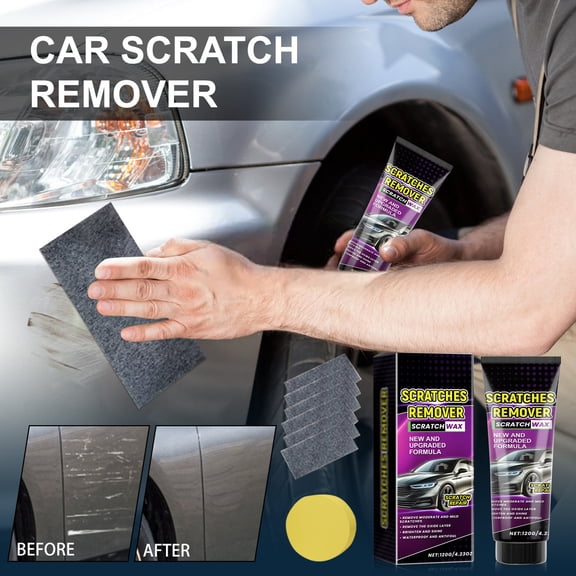 Automotive Scratch Remover Wax Kit – Car Surface Scratch Repair with Applicator & Abrasive Pads for Exterior Restoration