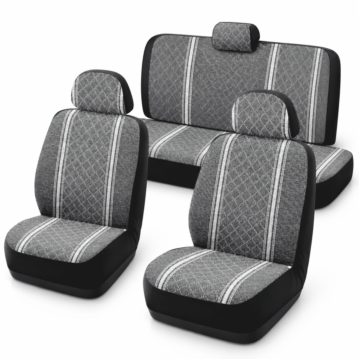 Automotive Seat Covers Full Set Grey Universal Fit for Cars SUVs ...