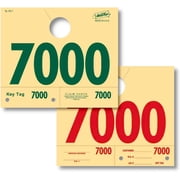 Automotive Service Dispatch Numbers, 1000 Pre-Numbered Hang Tags, Cardstock, Red-Green, RL78 Style, 3-Part System for Keys, Mirror, and Claim Checks