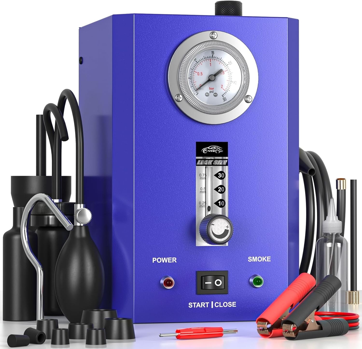 Automotive Smoke Machine Leak Detector, EVAP Smoke Machine Leak Tester for All 12V DC Vehicles in Vacuum, Built-in Air Pump and Pressure Gauge, Flow Meter Dual Mode