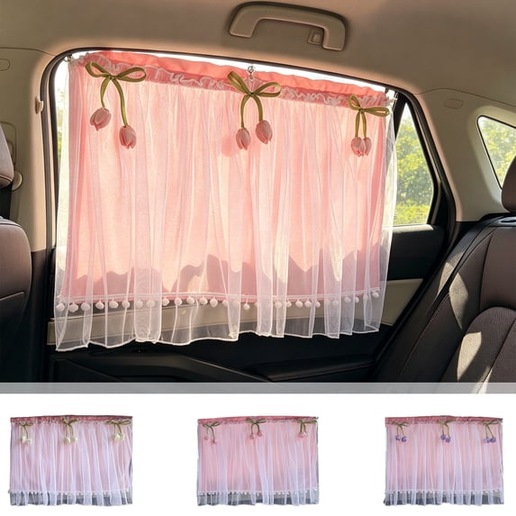 Automotive Suction Cup Sunshade Curtains Vehicle Window Heat Blocker Travel Privacy Cover Adjustable Side Window Shades for Daily Commute Car Road Trip, 25.98" X 20.87", AKLJWH