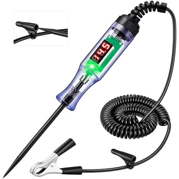 Automotive Test Light with 3-48V LED Digital Readout, Automotive Circuit Tester with Voltmeter and Polarity Light, Electrical Test Pen with Stainless Probe for Fuse /
