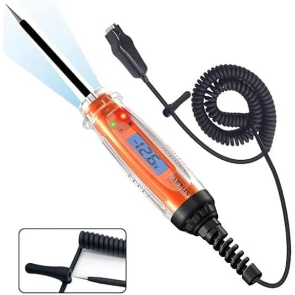 Automotive Test Light 3-72V DC Digital Light Tester with Voltmeter, Heavy Duty Auto Circuit Tester with LCD Backlight Display and LED Indication, Electric Test Pen with Illumination