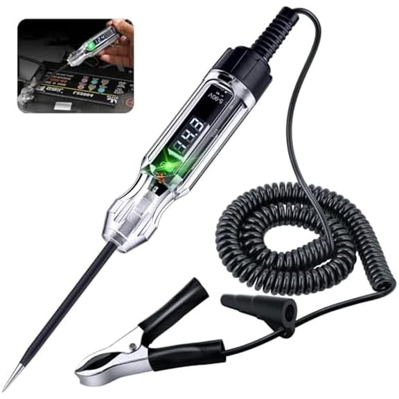 Automotive Test Light, 5-90V Digital Electrical Tester, Circuit Tester with 140 Inch PU Spring Wire, Tester Pen for Checking Boat