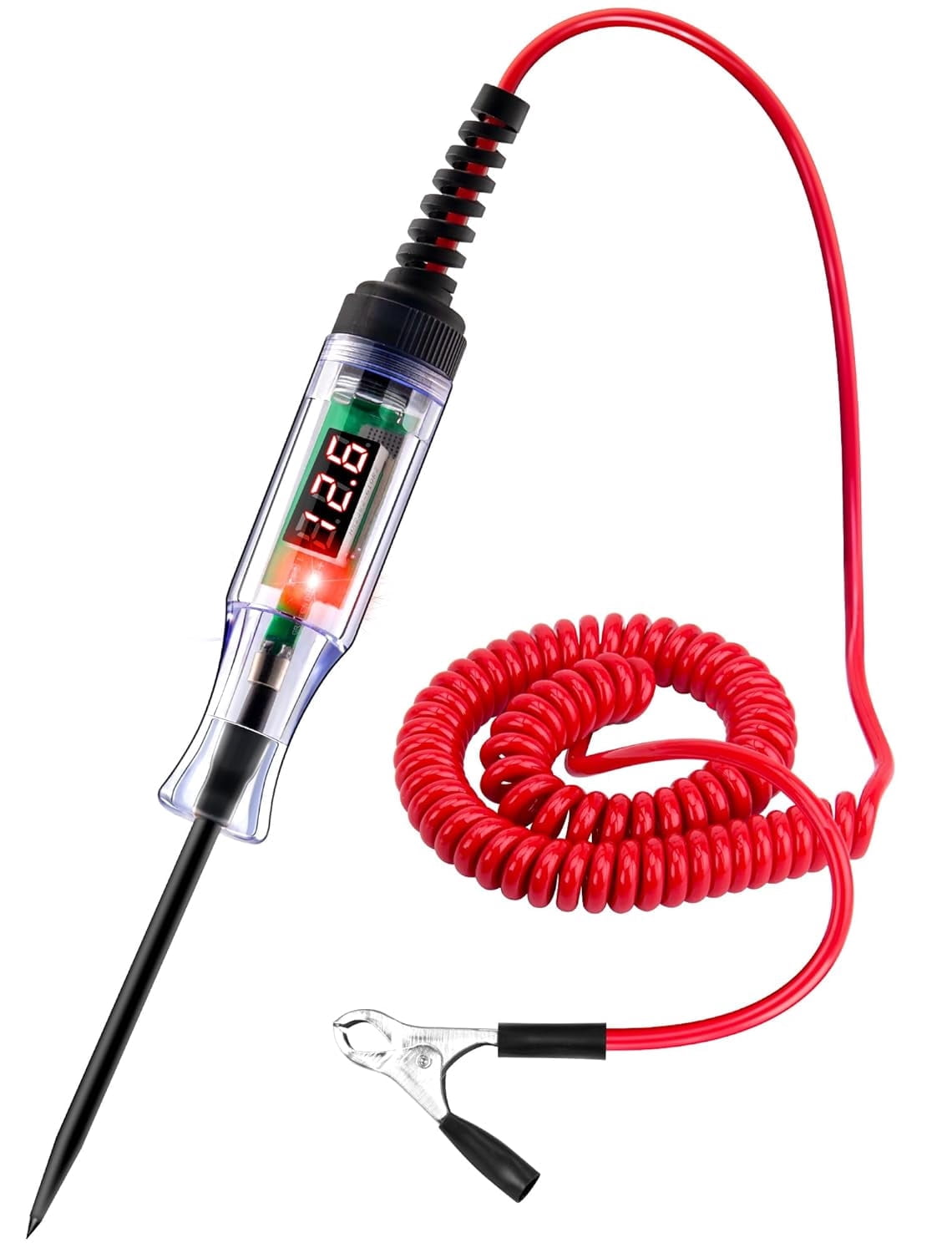 FGLHS Automotive Test Light 5-90V Digital LED Circuit Tester with Voltage Display, Auto Bidirectional Light Tester, Electrical Voltage Tester with Extended Spring Wire & Probe for Car/RV/Vehicles