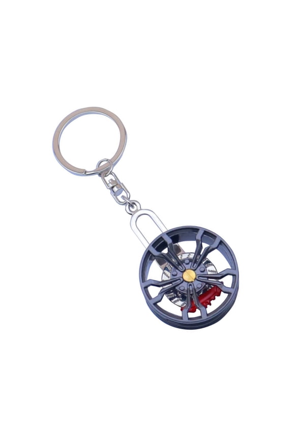 Automotive Themed Rotating Keychain Bearing Mechanism and Zincs Alloy Construction Tire Key Chain for Car Enthusiasts