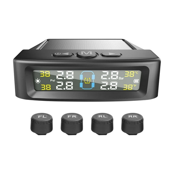 Automotive Tire Pressure Monitor, 4 Sensors, 200G, Plastic & Electronic, 3.69X3.48X1.12 Inches, Real-Time Tpms With Lcd Display, Theft-Proof Nuts, Easy Setup