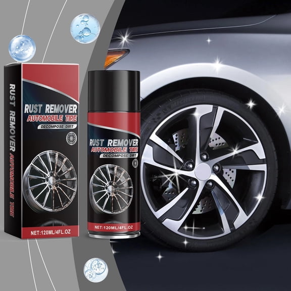 Automotive Tire Rust Remover Spray 120ml - Powerful Rust Decomposition & Protection, Anti-Corrosion Tire Cleaner, Easy Use, Long-Lasting Effect, Car & Truck Tire Maintenance Solution