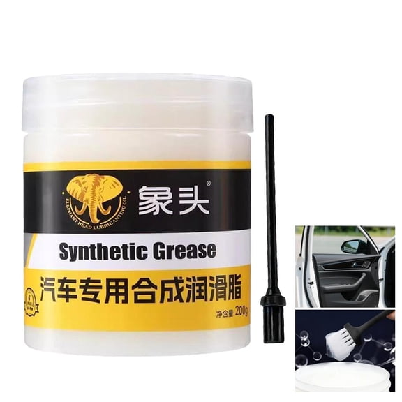 Automotive White Synthetic Grease,Car Door Grease with Brush,Multi-Purpose Cars Cares Lubricating, Rust Corrosion Waterproof Garage Door Lubricant for Hinges, Bearings, Gears