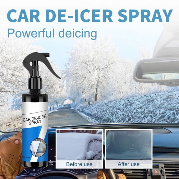 Automotive Windshield Deicer Spray - Rapid Ice Melting and Fast Defrosting Solution for Efficient Snow Removal on Car Windows, Mirrors, and Headlights, 3.4 fl oz
