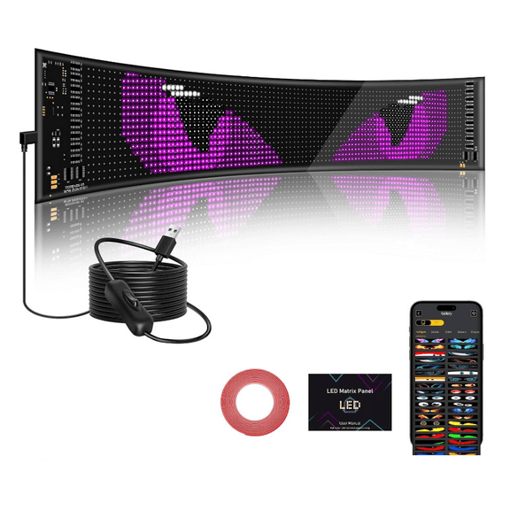 Automotive Windshield LED Display 2.1 x 6.8in, Truck Windshield Animated LED, Programmable Scrolling LED Sign, Suitable for Commercial Vehicles, Trucks, Shops, Bars, Concerts