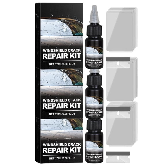 Automotive Windshield Repair Liquid Kit, Auto Glass Crack Fix, Fast Penetrating Repair Solution for Chips and Cracks, Easy-To-Use Applicator, Clear Vision, Safe Travel, 20ml