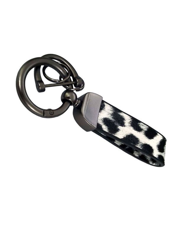 Automotive Wristlet Keychain with Leopard Loop, Zinc Alloy Hardware, Hinged Clasp and Screw Shackle for Everyday Carry