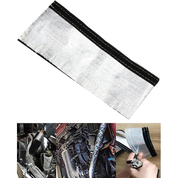 Automotive heat protection sleeve, 3/4 inch 3.3 feet aluminum coated sleeve for engine compartment - protects exhaust pipes and wires from high temperatures | hook loop wrap (ties not included)