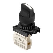 Autonics S2SR-S3WB White 22/25mm Round Selector Switch, Short Lever, 2-Position Maintained, 1NC Contact, Industrial Control Panel Switch