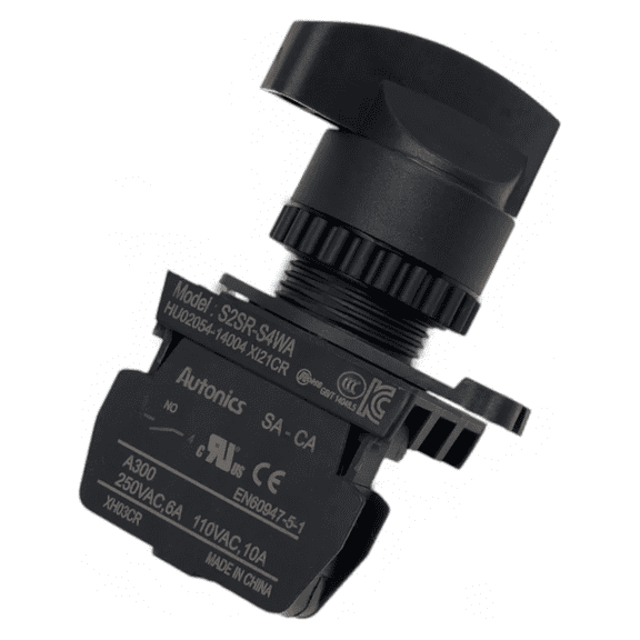 Autonics S2SR-S4WA White 22/25mm Round Selector Switch, Long Lever, 2-Position Maintained, 1NO Contact, Industrial Control Panel Switch