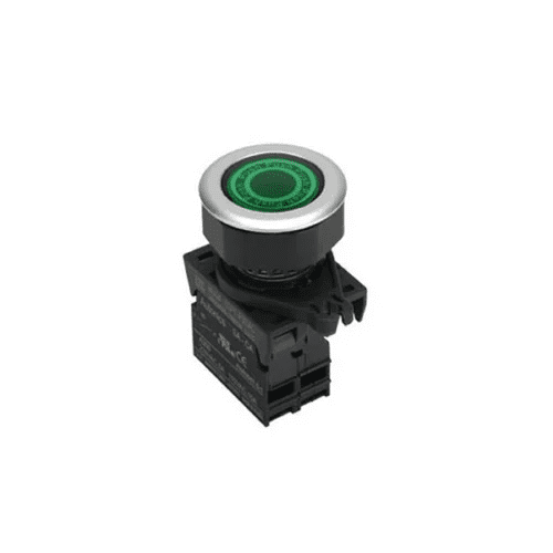 Autonics S3PF-P3GAL Green 30mm Illuminated Flush Push Button Switch, 1NO Contact, 110-220VAC LED, Industrial Control Panel Switch