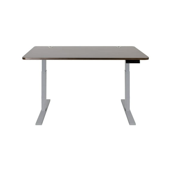 Vifah Autonomous Hybrid Dual Motor Electric Standing Desk in Gray/Walnut Top