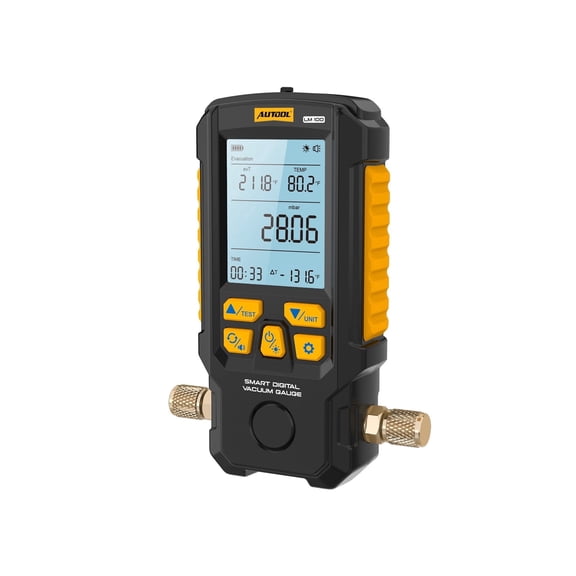 Autool LM100 Digital HVAC Vacuum Gauge, Digital Vacuum Gauge Set, Pressure Leak Test, 0-2000 mbar Range, 2% Accuracy, 7/16-20UNF Interface