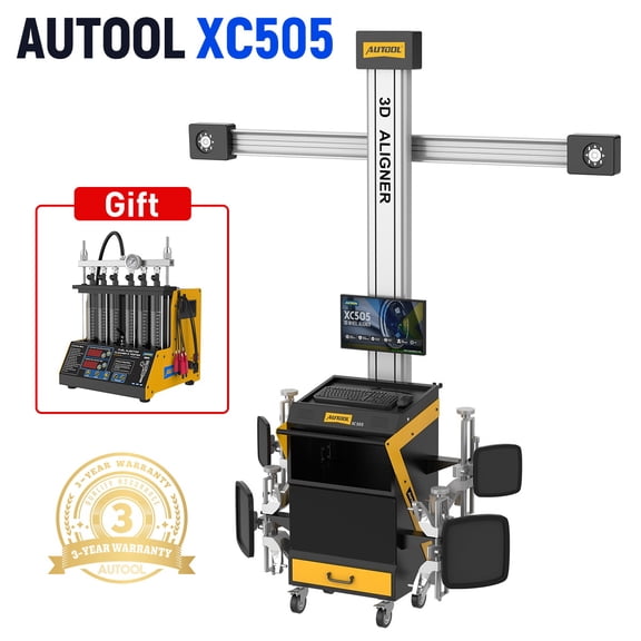 Autool XC505 3D Wheel Alignment Machine, Wheel Alignment & Balancing System with Voice Guidance, Car Model Database, Precise Positioning, Multilingual