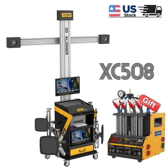 Autool XC508 3D Wheel Aligner All-in-One Alignment & Balancing System with Voice Guidance, Car Database & Precise Positioning