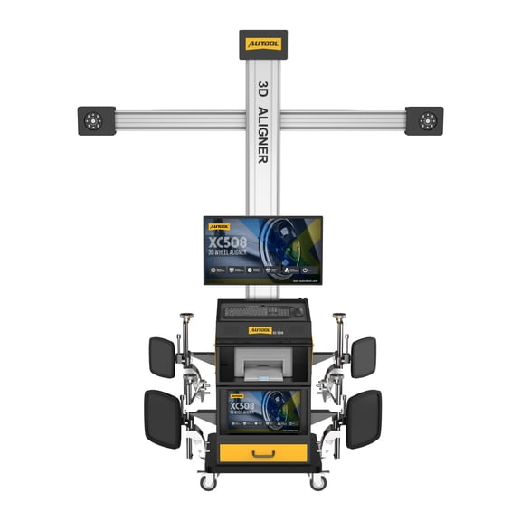Autool XC508 3D Wheel Alignment Machine Fully Automatic Tire Aligner System with 32-inch/20-inch Monitor, 13 languages, Built-in Printer