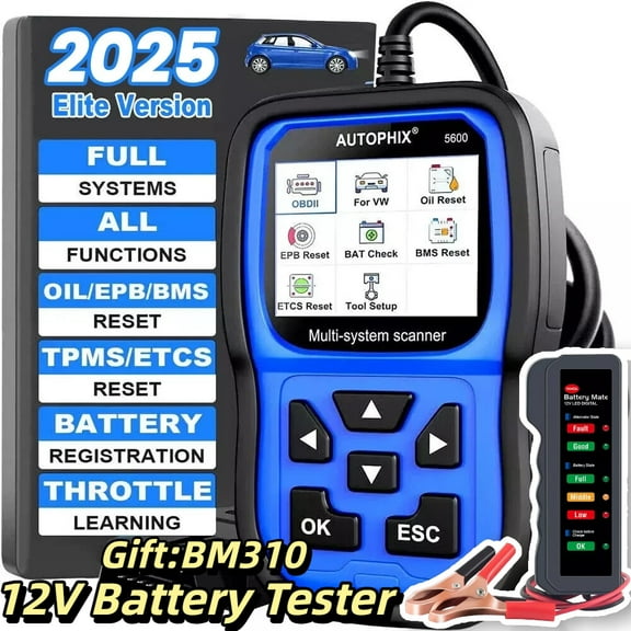 Autophix 5600 VW Audi Skoda OBD2 Scanner ABS SRS EPB Engine Scan Tool with BM310 12V Car Battery Tester Analyzer