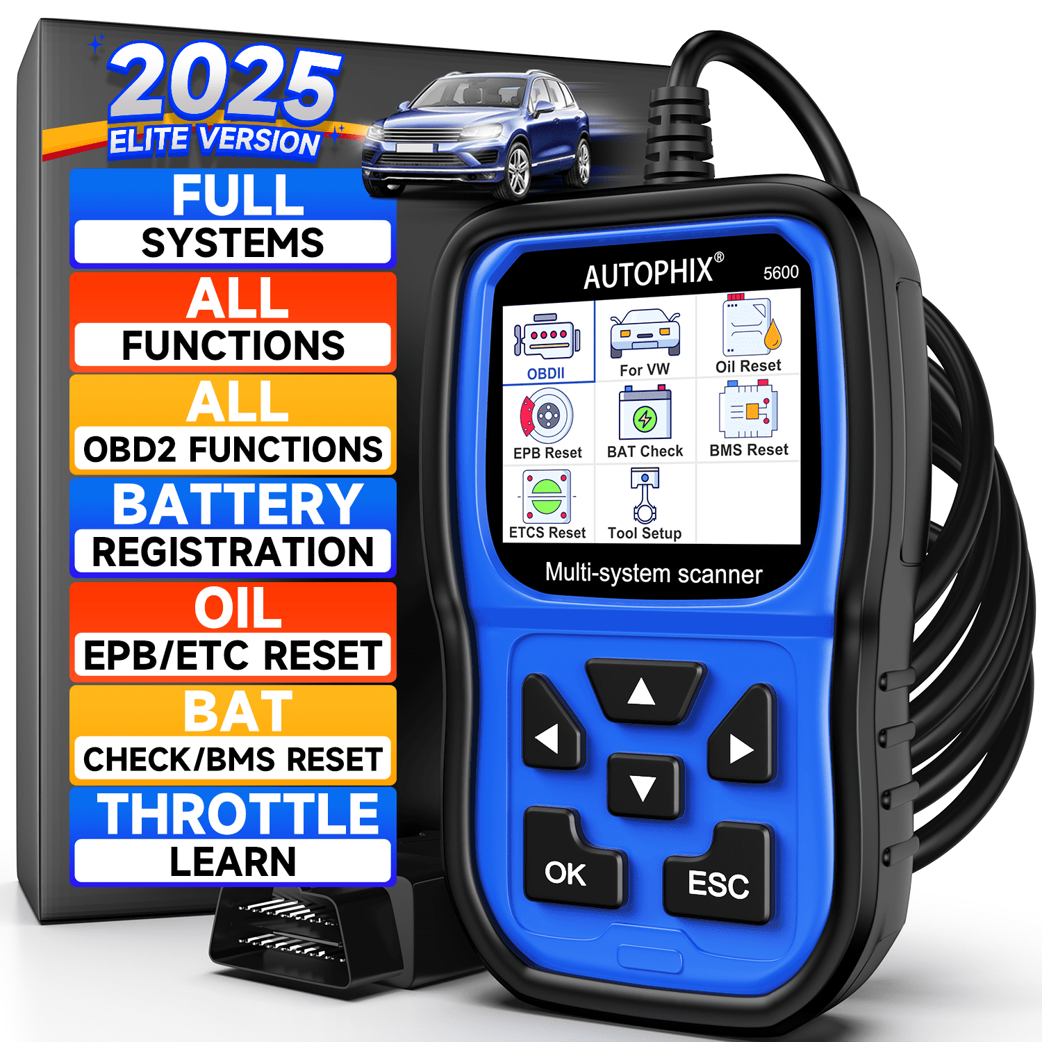 AUTOPHIX 5600 Automotive Tool: OBD2 Scanner Diagnostic, Auto Check Engine Scan, EPB ABS Oil TPS Car Code Reader