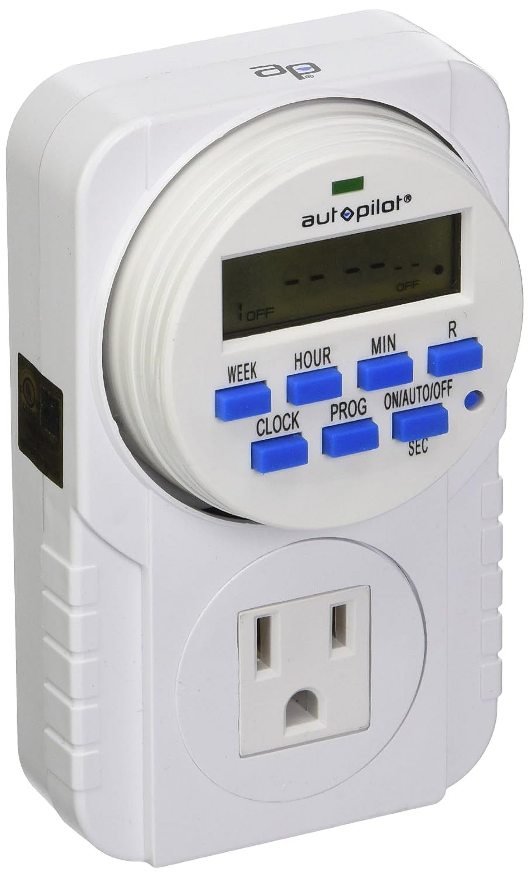 Autopilot TM01715 7Day Grounded Digital Programmable Timer, 1725W, 15A, 1 Minute On/Off, 8 On