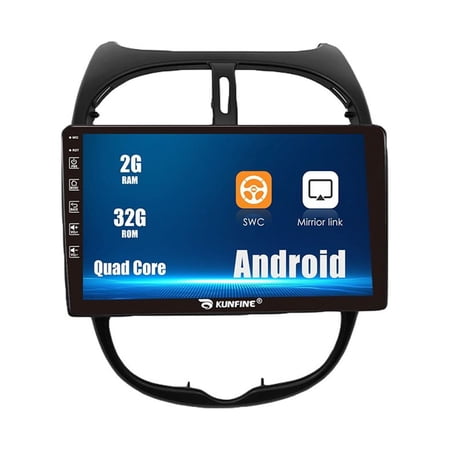 Autoradio 9" Car Navigation Stereo Android 10 Quad Core 2GB 32GB Multimedia Player GPS Radio 2.5D Touch Screen for Peugeot 206 2000 01 02 03 04 05 06 07 08 09 10 11 12 13 14 15 2016 Citroen C2