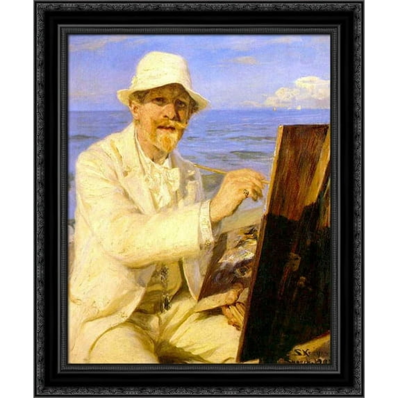 Autorretrato del pintor 20x23 Black Ornate Wood Framed Canvas Art by Kroyer, Peder Severin