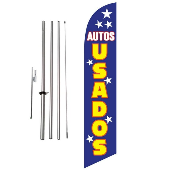 Autos Usados 15ft Feather Banner Swooper Flag Kit with pole & spike