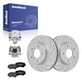 thumbnail image 1 of AutoShack Front Brake Rotors, Premium Pads & Calipers for Kia, Forte 2018, FWD L4 2.0L - Coated Drilled & Slotted - Silver Matte Finish - TurboGuard - 11.02" (280 mm), 5-Lug, 1 of 5
