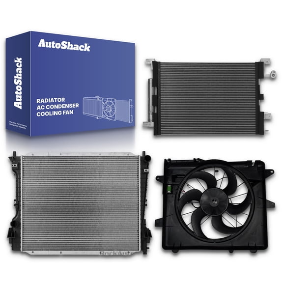 AutoShack Radiator, A/C Condenser & Radiator Cooling Fan Assembly Compatible with Ford, Mustang 2010-2014, RWD V6 3.7L 4.0L V8 4.6L 5.0L