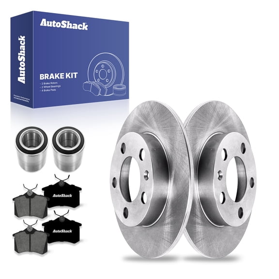 AutoShack Rear Brake Rotors Premium Ceramic Brake Pads Wheel Bearing | Replacement for 2000-2006 Audi TT Quattro 2004 Volkswagen Golf 1.8L 1.9L 2.0L 2.8L 3.2L V6 AWD FWD