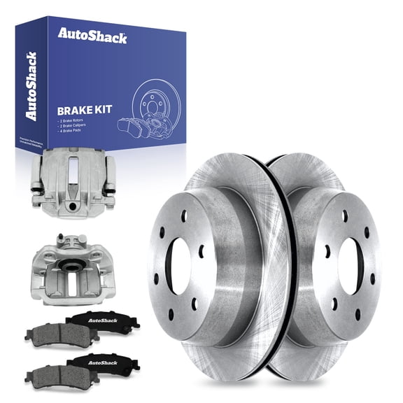 AutoShack Rear Brake Rotors Premium Ceramic Brake Pads Calipers | Replacement for Chevrolet Silverado 1500 2007 Silverado 1500 Classic GMC Sierra 1500 2007 Sierra 1500 Classic | 8-PC Brake Kit