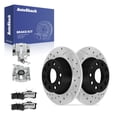 thumbnail image 1 of AutoShack Rear Solid Drilled & Slotted E-Coated Brake Rotors + Ceramic Pads + Calipers 8-PC Brake Kit Replacement for 2012-2018 Volkswagen Jetta 2014-2019 Volkswagen Beetle ShadowGuard 9.96" (253 mm), 1 of 5
