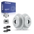 thumbnail image 1 of AutoShack Rear Brake Rotors, Ceramic Pads & Calipers for Jeep, Wrangler 2007-2017, 4WD RWD V6 3.6L 3.8L - Coated Drilled & Slotted - Silver Matte Finish - TurboGuard - 12.45" (316.2 mm), 5-Lug, 1 of 5