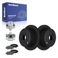 thumbnail image 1 of AutoShack Rear Solid Drilled & Slotted E-Coated Brake Rotors Black Finish + Ceramic Pads + Calipers 8-PC Brake Kit Replacement for 2010-2014 Subaru Outback NightGuard 11.24" (285.6 mm), 1 of 5