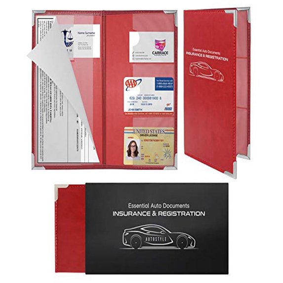 Autostyle Corner Guard Insurance Card and Registration Document Holders | Red