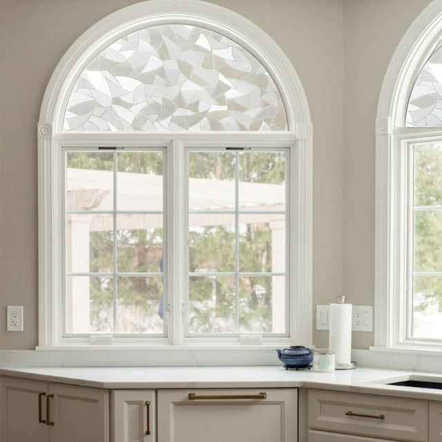 Autotech Park Modern Mosaic window shade in 24 inches diameter, compatible with Arched Window