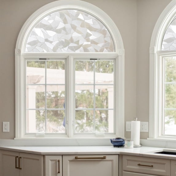Autotech Park Modern Mosaic window shade in 33 inches diameter, compatible with Arched Window