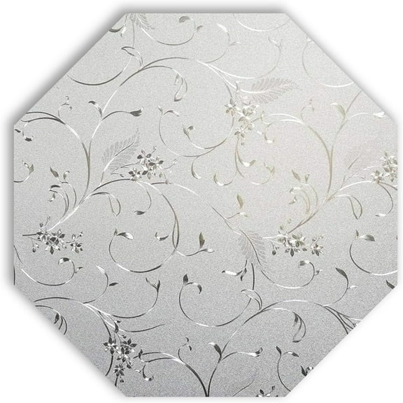 Autotech Park Precut Elegant Flower Octagon Window Film Shade, Self Adhesive Static Cling, 18 inches diameter