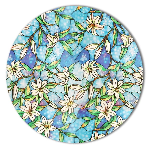 Autotech Park Precut Orchid Circle Window Film Shade, Self Adhesive Static Cling, 18 inches diameter