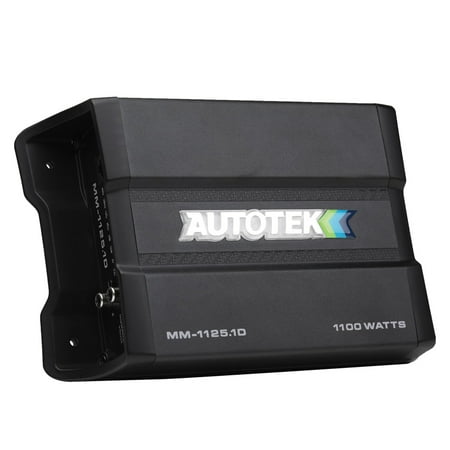Autotek MM-1125.1D Mean Machine 1100 Watt Amplifier, 1-Ohm Stable Compact Mono Amplifier, Bass Remote Included