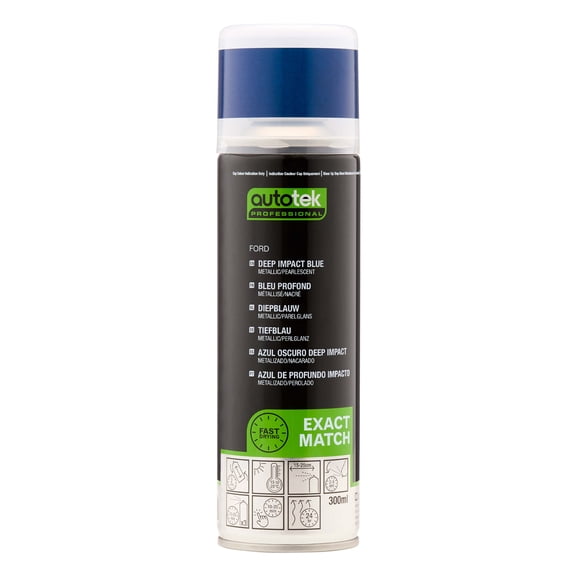 Autotek Professional Exact Match Car Spray Paint, Ford Deep Impact Blue Metallic/Pearl Aerosol Spray, 300 ml
