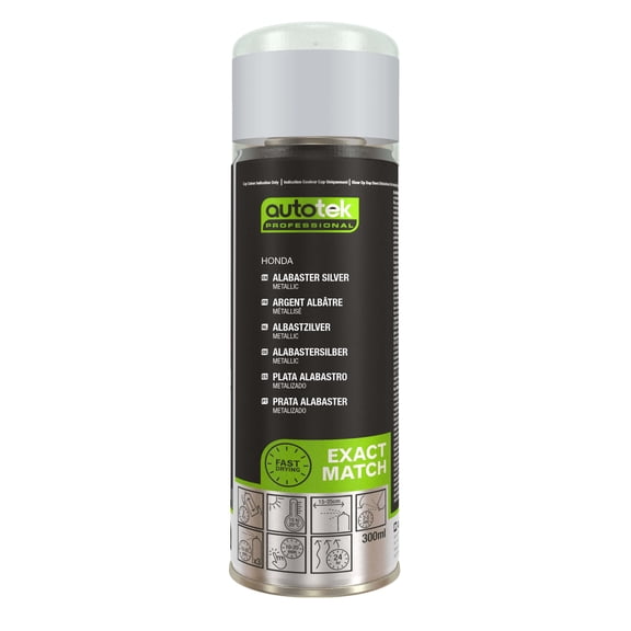 Autotek Professional Exact Match Car Spray Paint, Honda Alabaster Silver Metallic Aerosol Spray, 300 ml